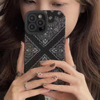 Protective Apple iPhone Back Cover - Black White Mandala Design Textured iPhone Soft Silicone Case - Style 2