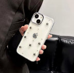 Protective Apple iPhone Back Cover - 3D Glitter Silver Star Transparent iPhone Case