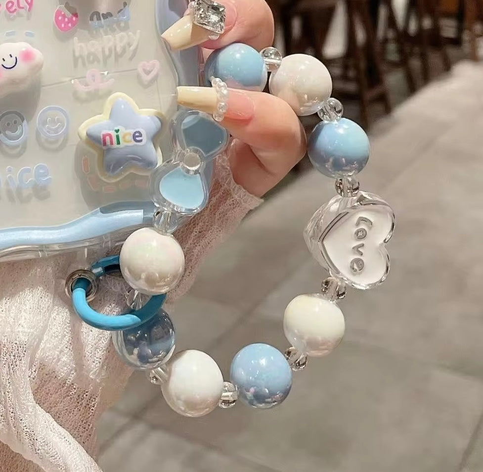 Love Blue White Charm Lanyard Bracelet Accesssory Mobile Case by CoverMeUp