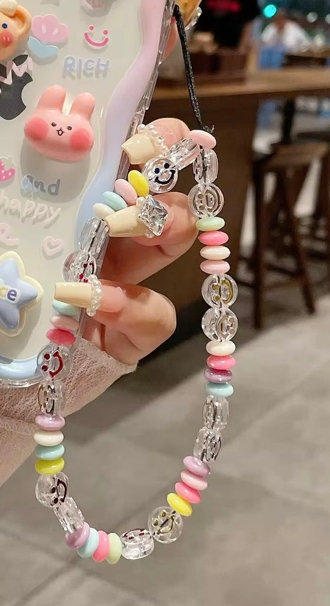 Smile Colorful Charm Lanyard Bracelet Accesssory Mobile Case by CoverMeUp