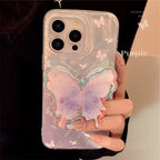 Protective Apple iPhone Back Cover - Aesthetic Lilac Pre-Order Butterfly Glossy Phone Holder iPhone Case