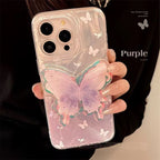 Protective Apple iPhone Back Cover - Aesthetic Lilac Pre-Order Butterfly Glossy Phone Holder iPhone Case - Style 2