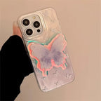 Protective Apple iPhone Back Cover - Aesthetic Lilac Pre-Order Butterfly Glossy Phone Holder iPhone Case - Style 5