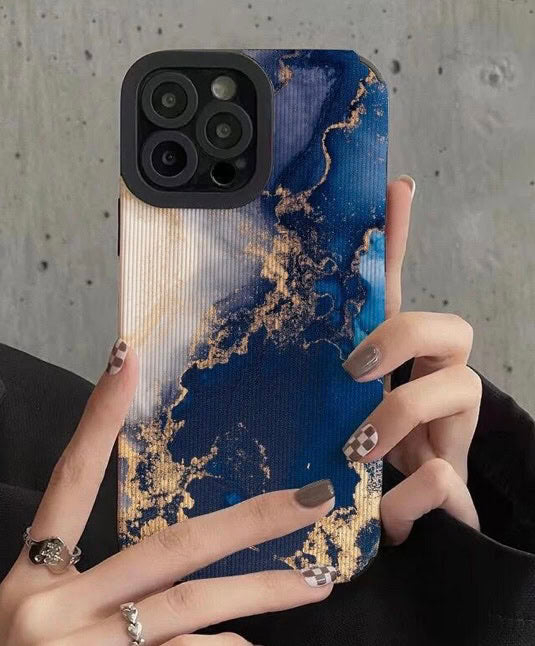 Protective Apple iPhone Back Cover - Blue Abstract Textured iPhone Soft Silicone Case