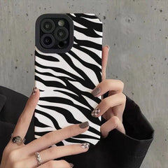New Zebra Black White Lines Textured iPhone Soft Silicone Case