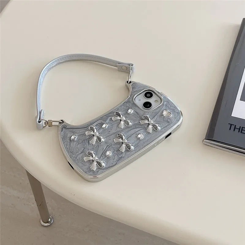 Protective Apple iPhone Back Cover - Stylish Love 3D Bow Handbag Bracelet iPhone Case - Style 4
