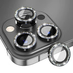 Protective Apple iPhone Back Cover - Silver Diamond Studded Glitter Camera Lens Protector For iPhone Models