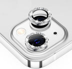 Protective Apple iPhone Back Cover - Silver Diamond Studded Glitter Camera Lens Protector For iPhone Models - Style 9