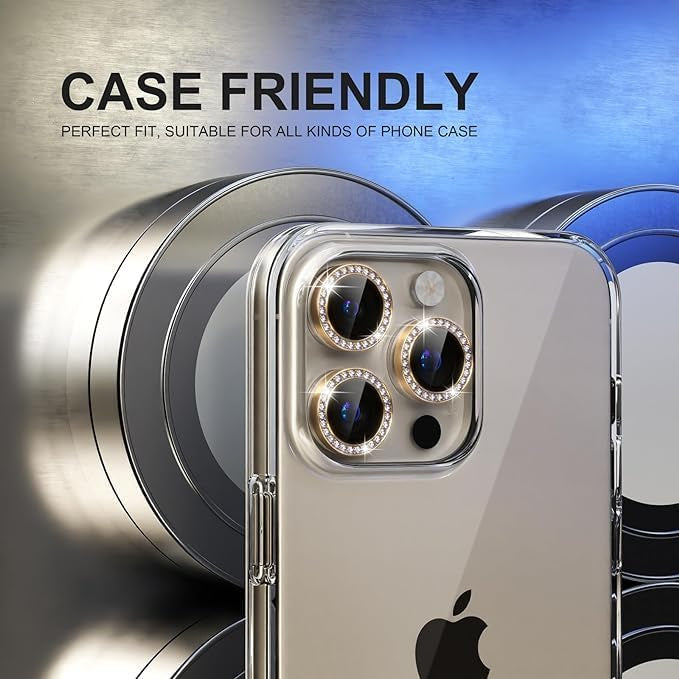 Protective Apple iPhone Back Cover - Silver Diamond Studded Glitter Camera Lens Protector For iPhone Models - Style 4