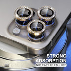 Protective Apple iPhone Back Cover - Silver Diamond Studded Glitter Camera Lens Protector For iPhone Models - Style 7