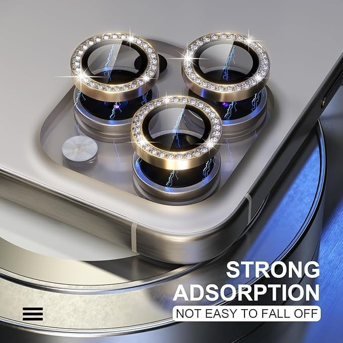 Protective Apple iPhone Back Cover - Silver Diamond Studded Glitter Camera Lens Protector For iPhone Models - Style 7