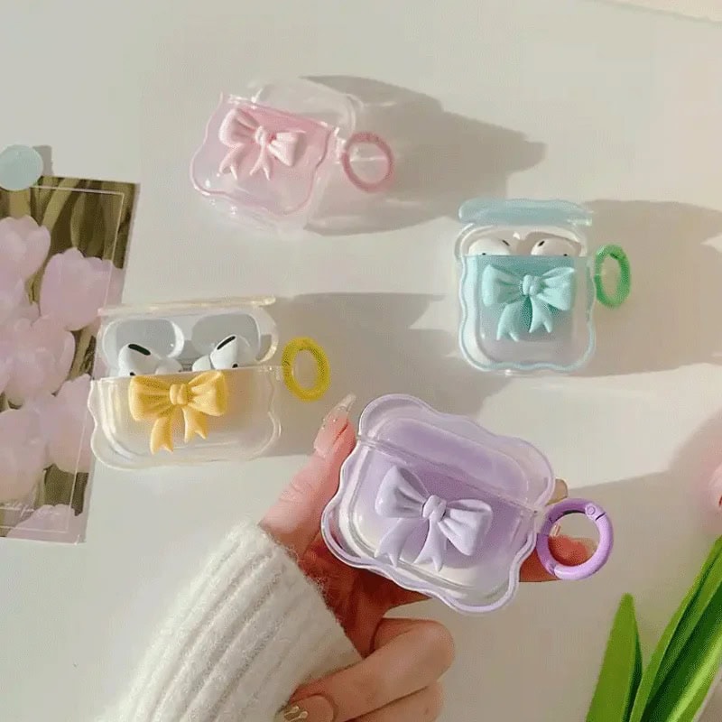 Wavy Edge Cute Bow Candy Colors Airpod Case Mobile Case by CoverMeUp - Style 3