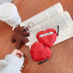 Red Heart Rubber Silicone Airpod Case Mobile Case by CoverMeUp - Style 5