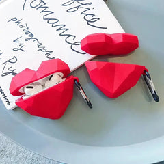 Red Heart Rubber Silicone Airpod Case
