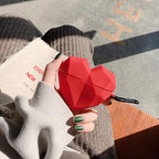 Red Heart Rubber Silicone Airpod Case Mobile Case by CoverMeUp - Style 3