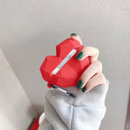 Red Heart Rubber Silicone Airpod Case Mobile Case by CoverMeUp - Style 4