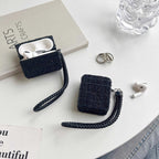 Fabric Square Design Airpod Case With Holder Charm Mobile Case by CoverMeUp - Style 3