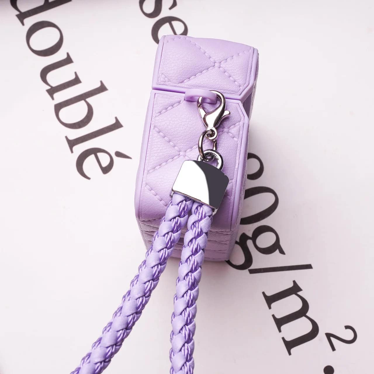 Leather Square Design Airpod Case With Holder Charm