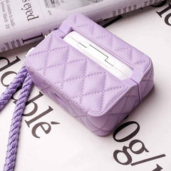 Leather Square Design Airpod Case With Holder Charm