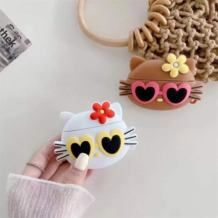 Kitty Sunglasses Rubber Silicone Airpod Case