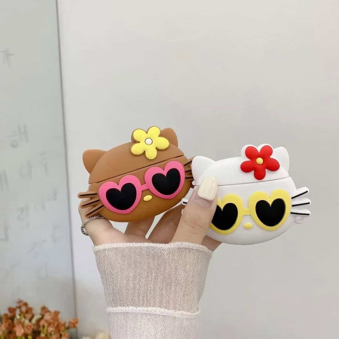 Kitty Sunglasses Rubber Silicone Airpod Case