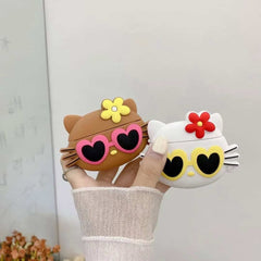 Kitty Sunglasses Rubber Silicone Airpod Case