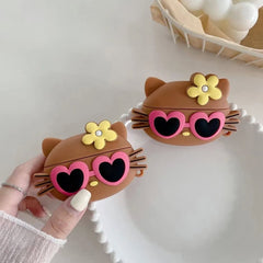 Kitty Sunglasses Rubber Silicone Airpod Case