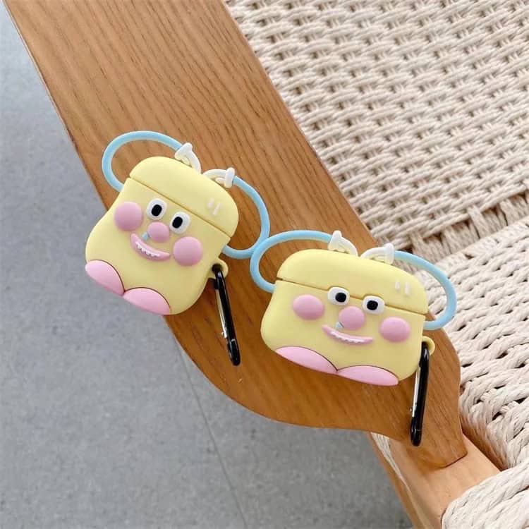 Cute Love Fashion Yellow Blue Hands Above Holder Rubber Silicone Airpod Case