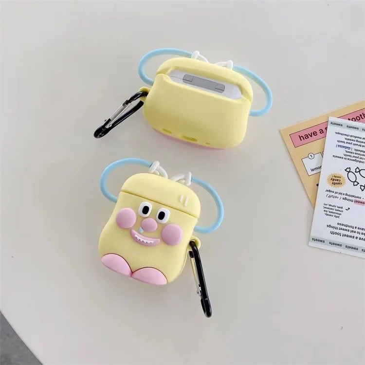 Cute Love Fashion Yellow Blue Hands Above Holder Rubber Silicone Airpod Case