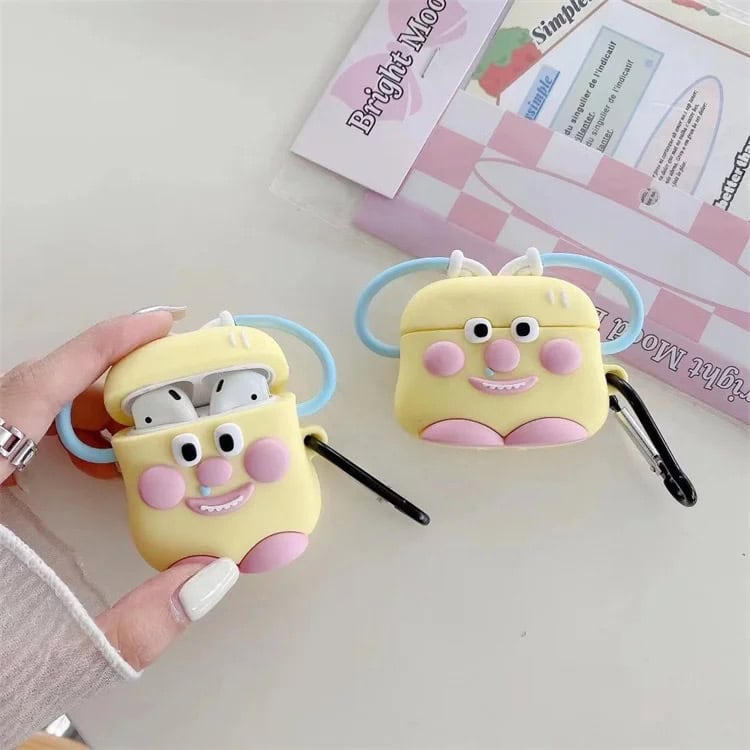 Cute Love Fashion Yellow Blue Hands Above Holder Rubber Silicone Airpod Case Mobile Case by CoverMeUp - Style 2