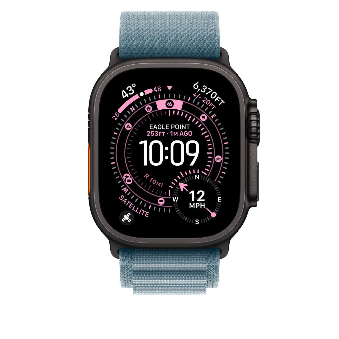 Light Blue Alpine Loop With Black Metal Connectors (44mm /45mm /46mm & 49mm)