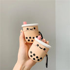 Cute Boba Bubble Tea Rubber Silicone Airpod Case Mobile Case by CoverMeUp - Style 4