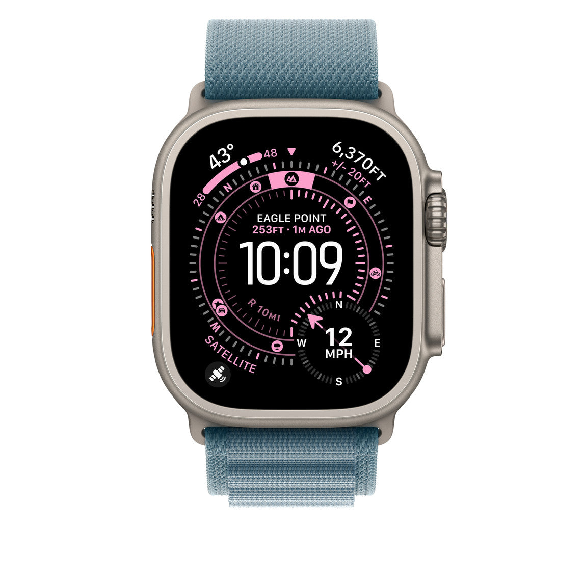 Light Blue Alpine Loop With Silver Metal Connectors (44mm /45mm /46mm & 49mm)