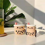 Cute Boba Bubble Tea Rubber Silicone Airpod Case Mobile Case by CoverMeUp - Style 2