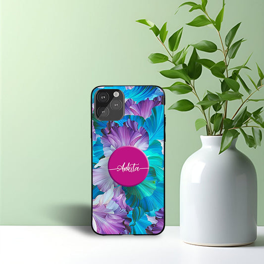 Lavendar Floral Phone Holder Glossy Metal Bumper Case Mobile Case by CoverMeUp