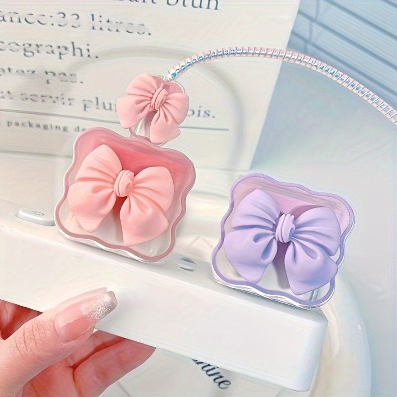 Protective Apple iPhone Back Cover - Wavy Edge Cute Bow Candy Colors Trendy iPhone Adapter Charger Cable Wire Protector Set - Style 2