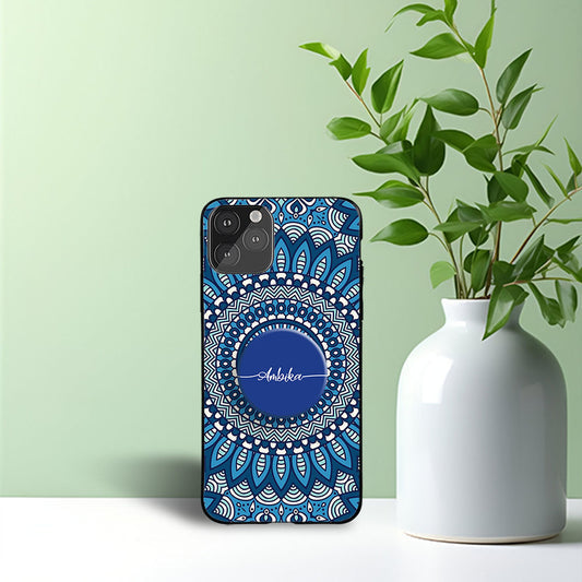 Blue Mandala Phone Holder Glossy Metal Bumper Case Mobile Case by CoverMeUp