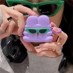 Cute Rabbit Green Sunglasses Summer Rubber Silicone Airpod Case