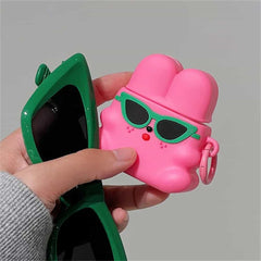 Cute Rabbit Green Sunglasses Summer Rubber Silicone Airpod Case