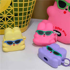 Cute Rabbit Green Sunglasses Summer Rubber Silicone Airpod Case Mobile Case by CoverMeUp