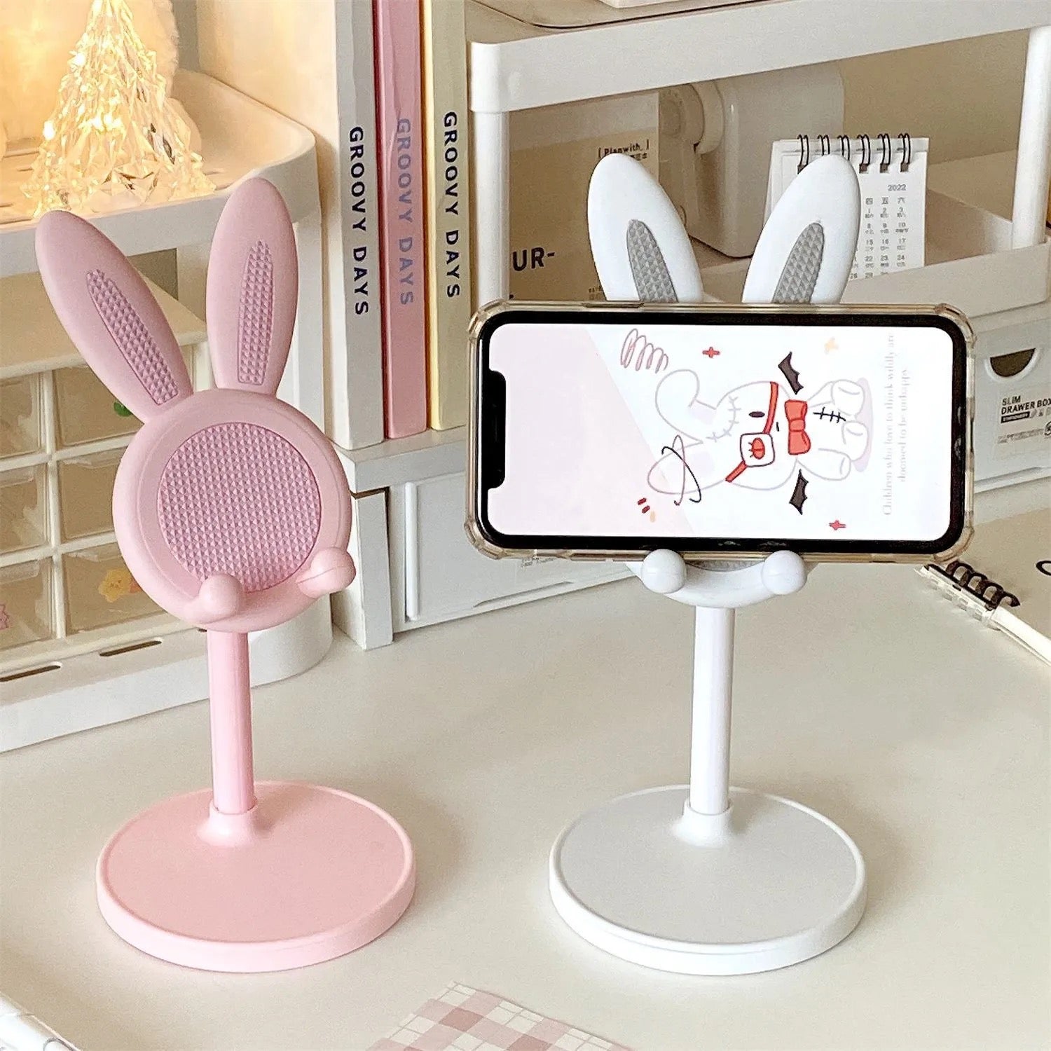 Cute Rabbit Bunny Table Desktop Phone Holder Silicone Rubber Retractable Stand Mobile Case by CoverMeUp