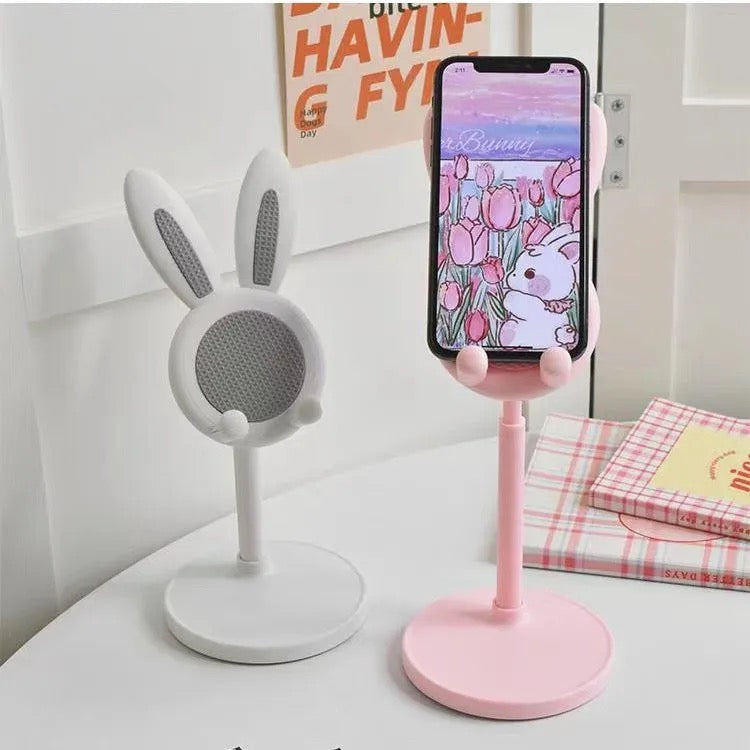 Cute Rabbit Bunny Table Desktop Phone Holder Silicone Rubber Retractable Stand Mobile Case by CoverMeUp - Style 2