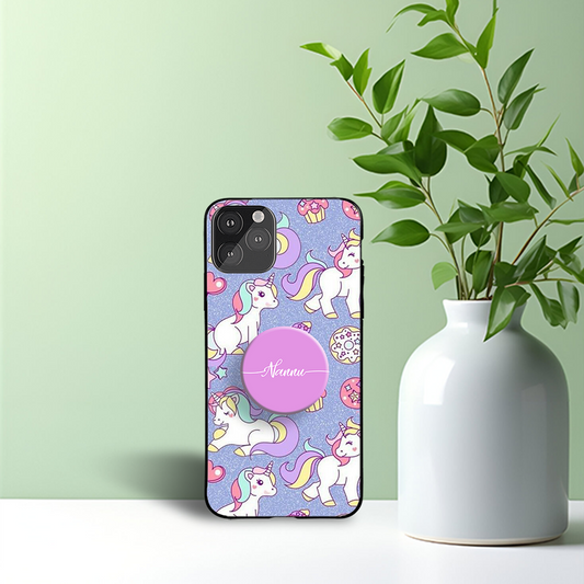 Lavendar Unicorn Phone Holder Glossy Metal Bumper Case Mobile Case by CoverMeUp