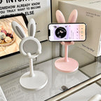 Cute Rabbit Bunny Table Desktop Phone Holder Silicone Rubber Retractable Stand Mobile Case by CoverMeUp - Style 3
