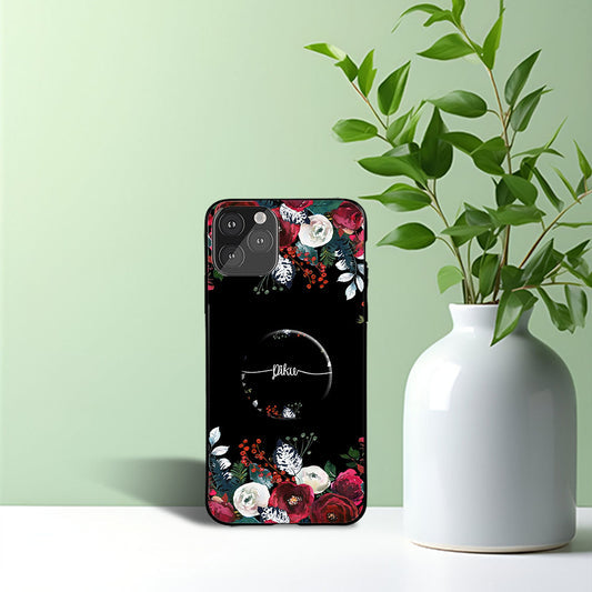 Floral Red White Phone Holder Glossy Metal Bumper Case Mobile Case by CoverMeUp