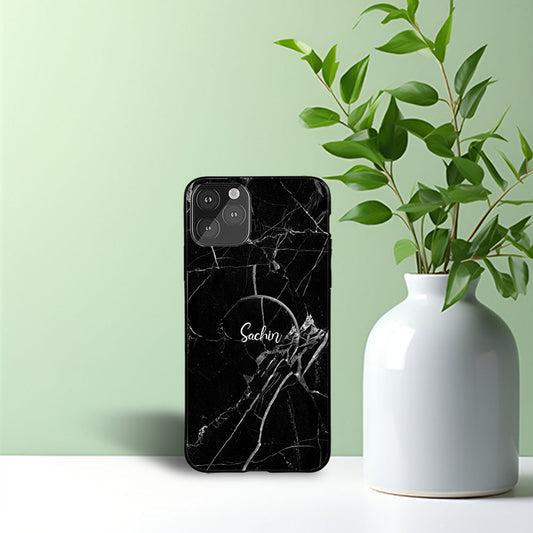 Black Marble Phone Holder Glossy Metal Bumper Case Mobile Case by CoverMeUp