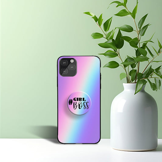 Rainbow Color Lavendar Girl Boss Phone Holder Glossy Metal Bumper Case Mobile Case by CoverMeUp