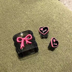 Protective Apple iPhone Back Cover - Pink Cute 3D Bow Black iPhone Adapter Charger Cable Wire Protector Set - Style 5