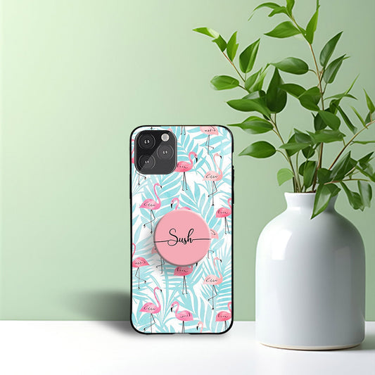 Blue & Pink Flamingo Phone Holder Glossy Metal Bumper Case Mobile Case by CoverMeUp