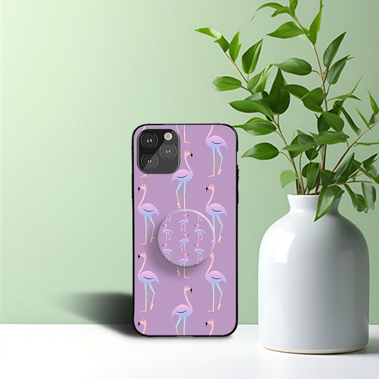 Zoe Flamingo Phone Holder Glossy Metal Bumper Case Mobile Case by CoverMeUp